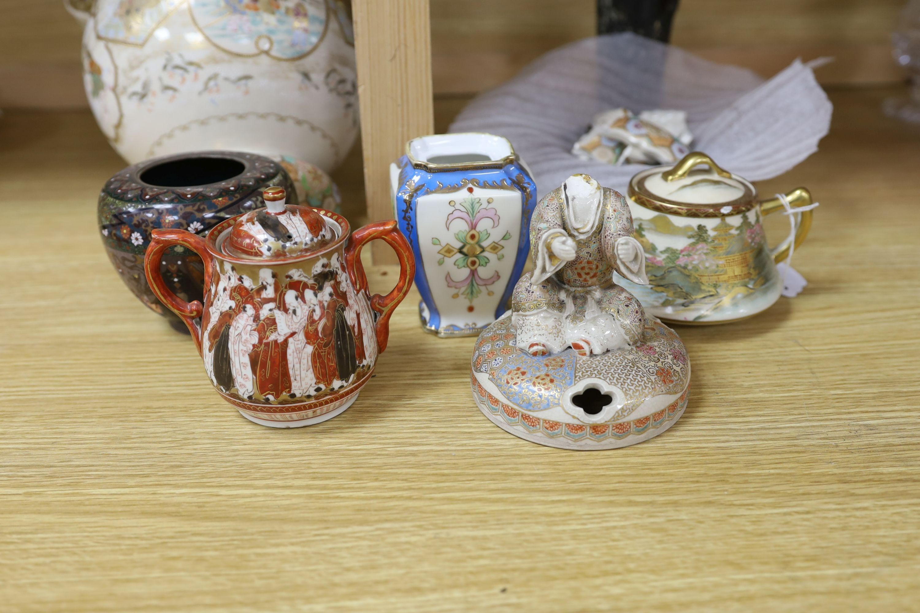Assorted Japanese ceramics and cloisonne including Satsuma, Kutani etc.